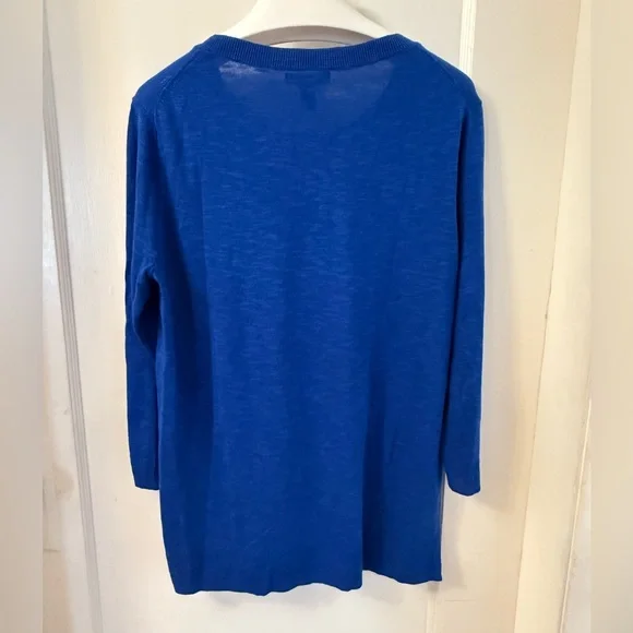 LOVELY GAP BLUE THIN KNIT SWEATER 3/4 SLEEVE - Picture 4 of 11